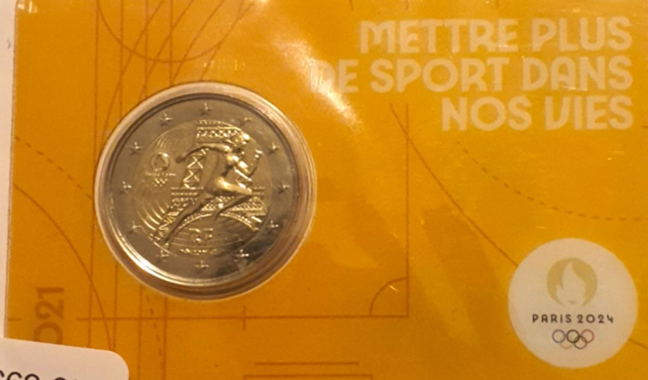 Limited Edition: Paris 2024 Olympic 2 Euro Coin - Stunning Yellow Coincard