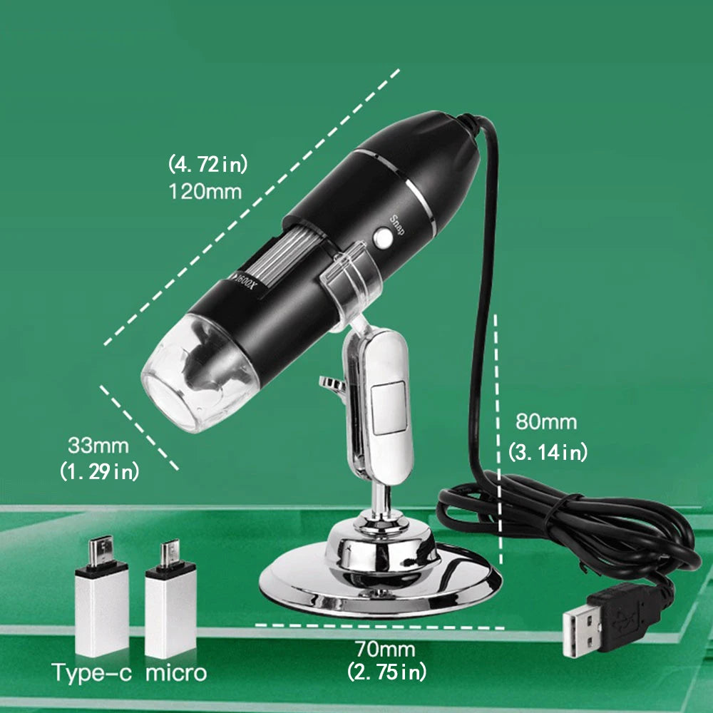 High-Definition 1600X Digital Microscope with LED - Portable & Versatile"