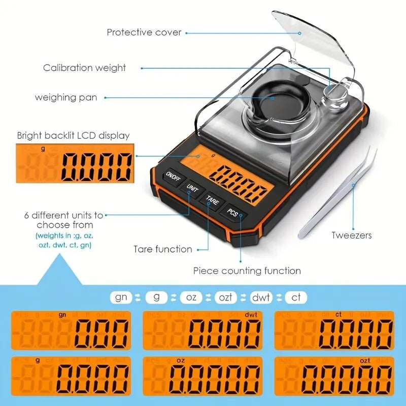 Professional 50g Electronic Jewelry Scale - Ultra-Precise 0.001g Readings"