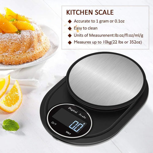 Compact Benchtop Food Scale - 0.1g Accuracy, LED Display, and Timer"