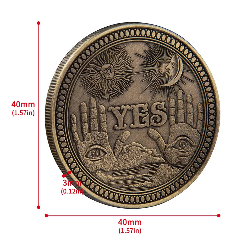 Gothic Yes/No Prediction Coin - All Seeing Eye & Death Angel Design"