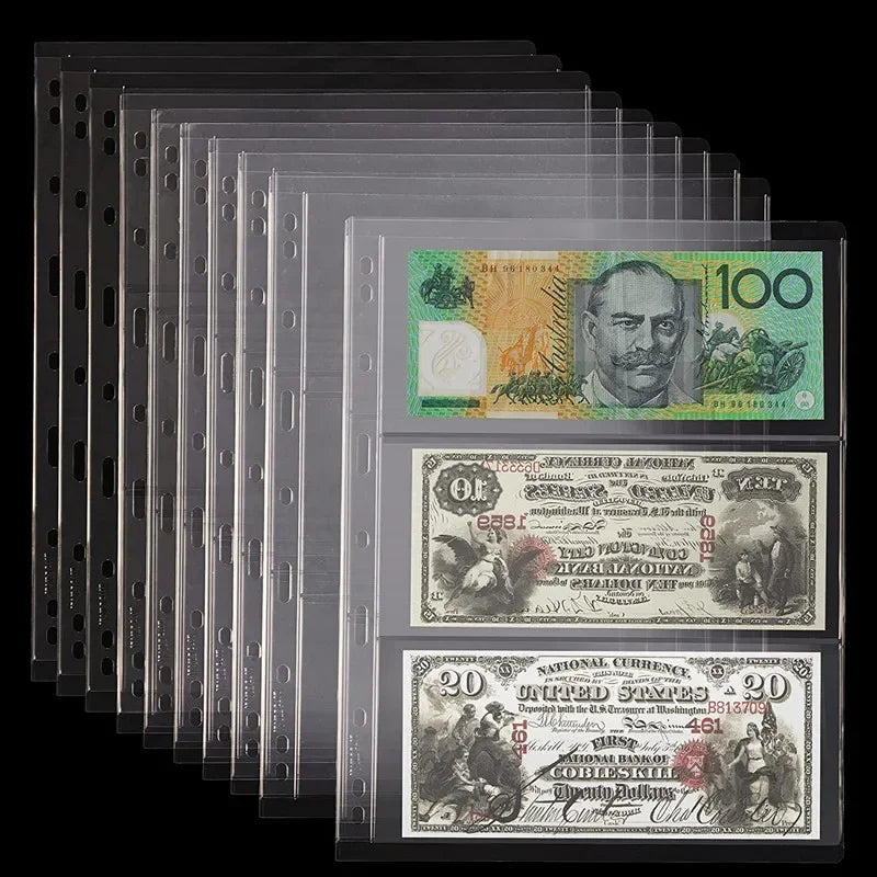 Professional Banknote Collecting Holder - 10/20Pcs Loose Leaf Sleeves for Your Collection"