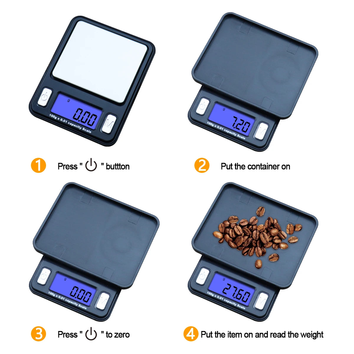 Versatile Mini Electronic Scale - 100g Capacity with Tare Function"