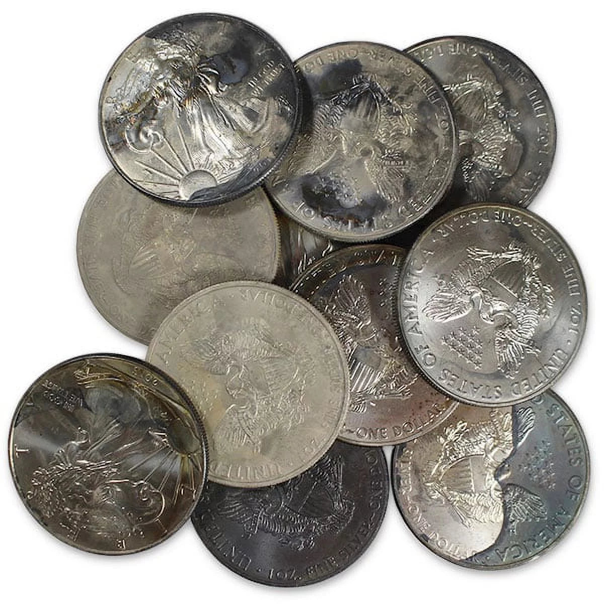 U.S. Mint Circulated Cull Silver Eagles (Tarnished or Spotted),Bullion