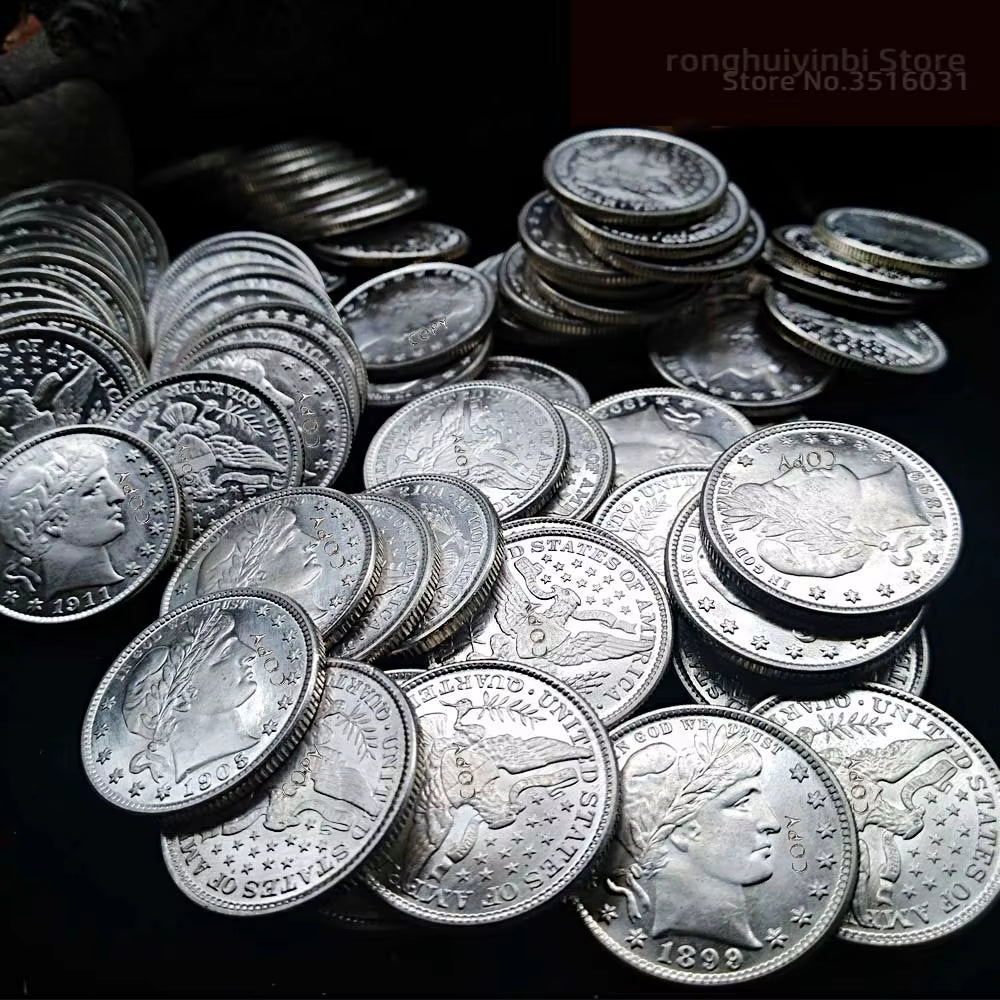 74PCS USA Old Coins 1892-1916 Barber Quarter Dollar COPY Coin 24Mm Coins Cull Set Collectibles