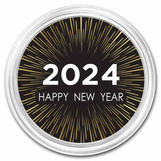 1 Oz Silver Colorized round - APMEX (2024 - Happy New Year)