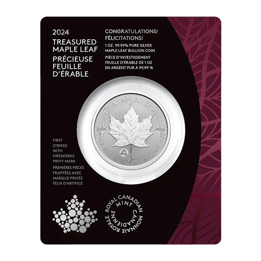 2024 Canada 1 Oz Treasured Silver Maple Leaf Congratulations Privy Coin First Strikes