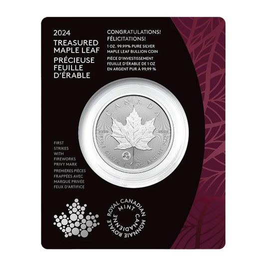 2024 Canada 1 Oz Treasured Silver Maple Leaf Congratulations Privy Coin First Strikes