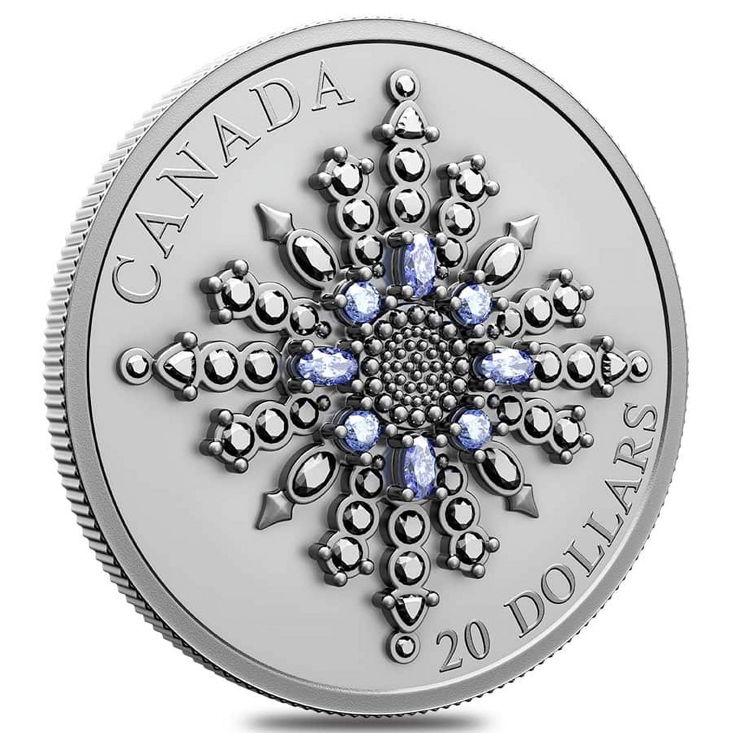 2024 Canada 1 Oz Sapphire Jubilee Snowflake Brooch Silver Coin