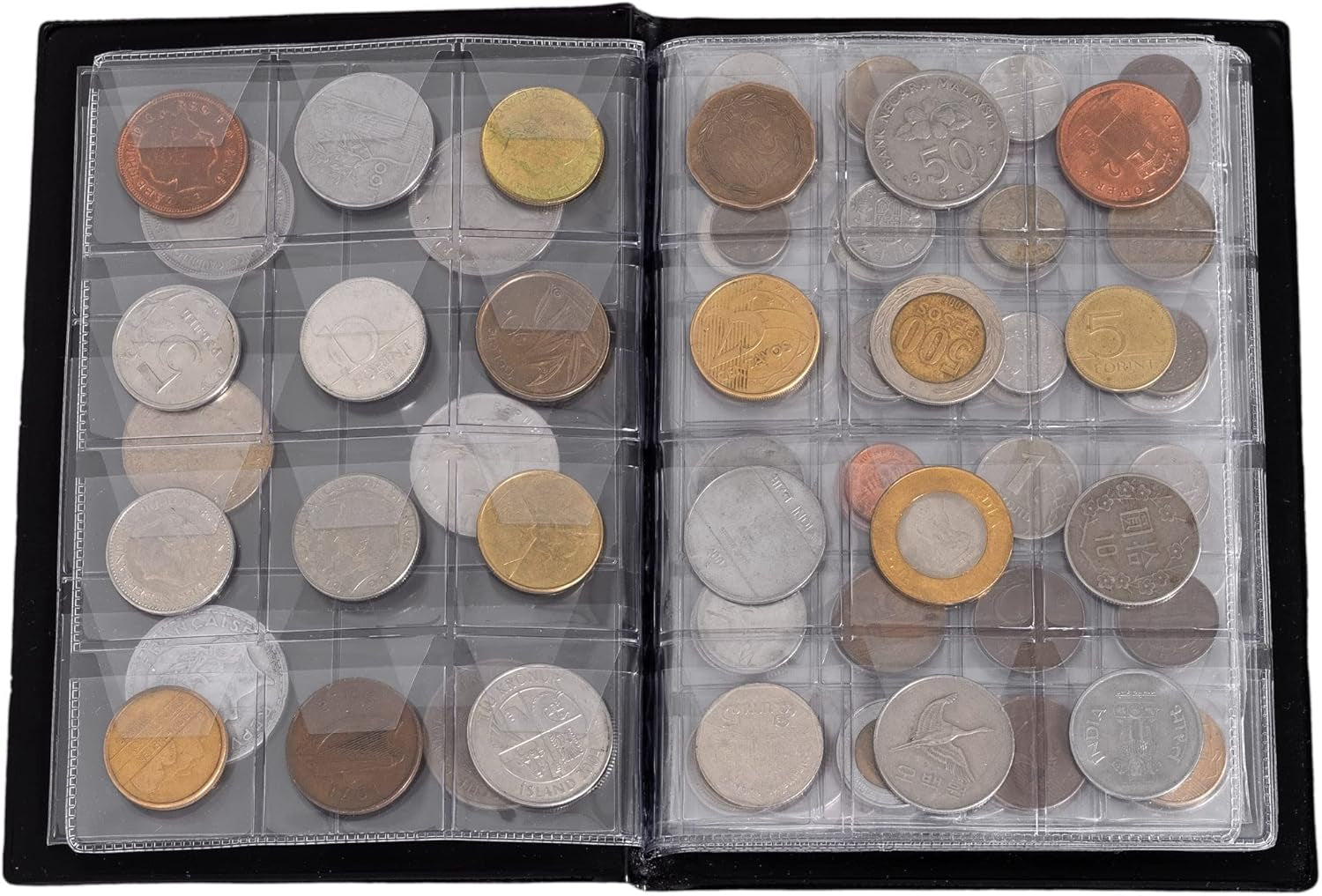 108 Coin Collection Including Currency Album | Full Numismatic Book of Different Coins | 50 Unique Foreign Countries | Complete Coins Collections | Perfect Choice for Money Collectors