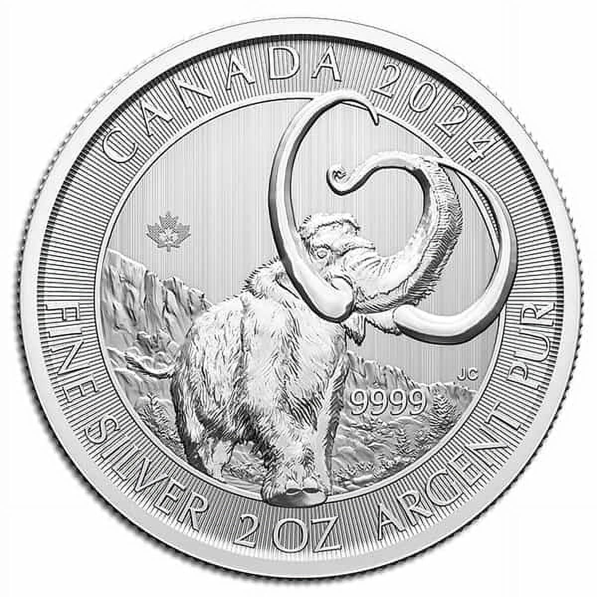 RCM Ice Age of Canada; Woolly Mammoth - 2 Oz Silver Coin .9999 Pure