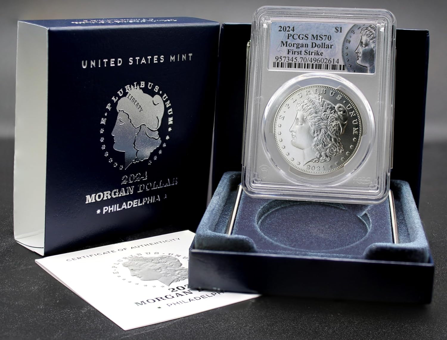 2024 - American Silver Morgan Dollar Coin MS-70 (First Strike) with Original Government Packaging $1 PCGS MS70