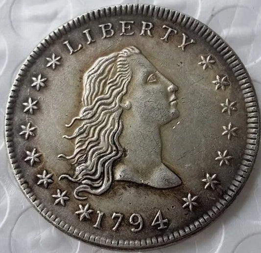 Super Rare 1794 Dollar 90% Silver Hand Made Souvenir Dollar Commemorative Coin Restrike over 22 G Non Magnetic