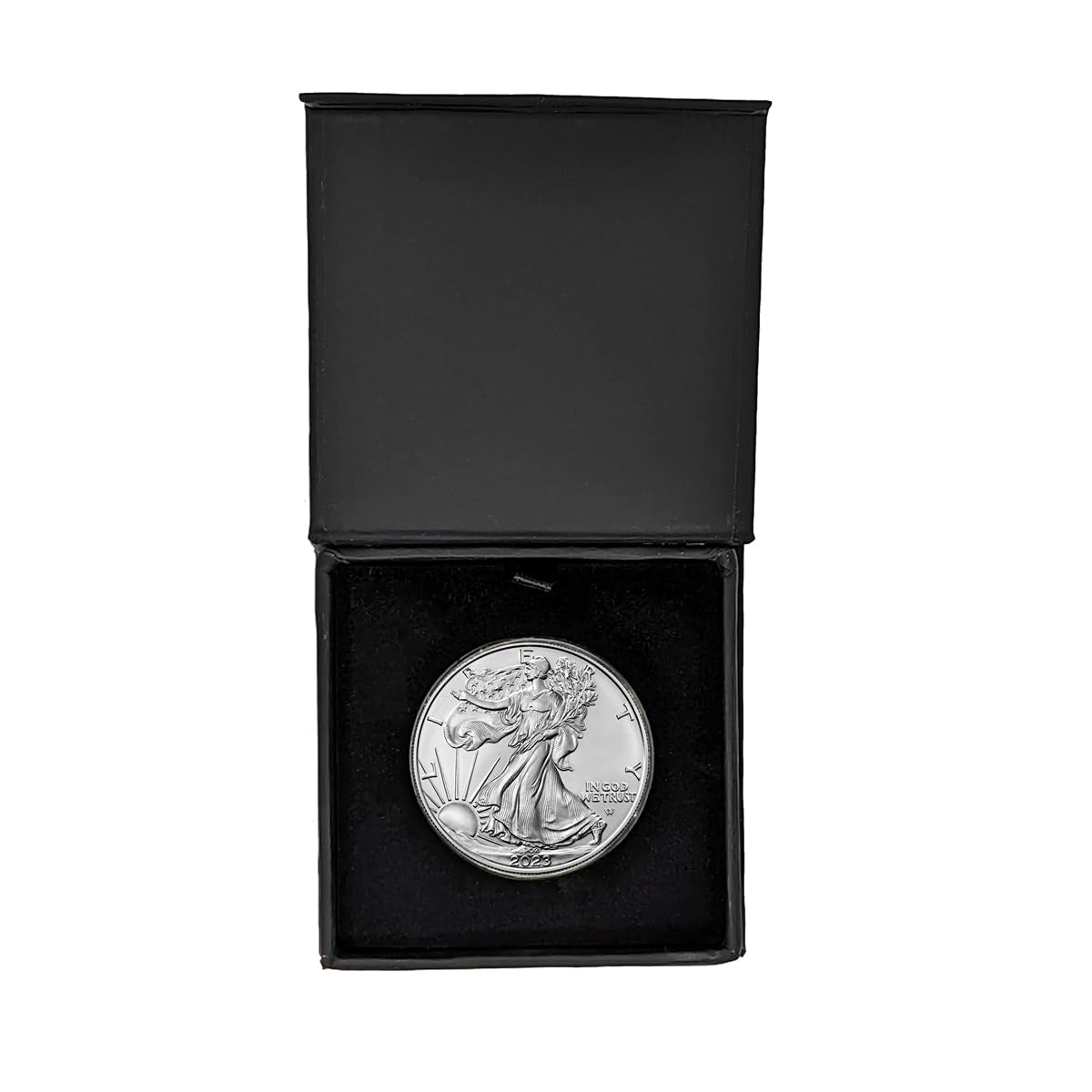 2024 - American Silver Eagle in Plastic Air Tite and Magnet Close Black Gift Box Dollar US Mint Uncirculated