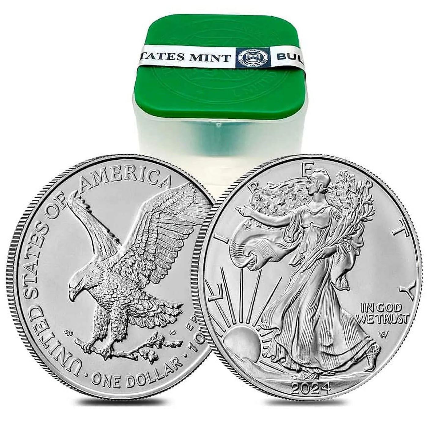 Roll of 20 - 2024 1 Oz Silver American Eagle $1 Coin BU