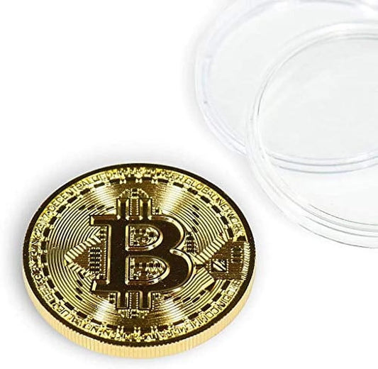 Art Gold Plated Bitcoin Collection Coin (1 Pc) (Gold)