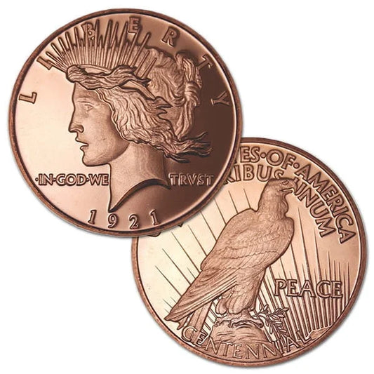 20 Count Copper Peace round - 1 AVDP Oz, .999 Pure Copper