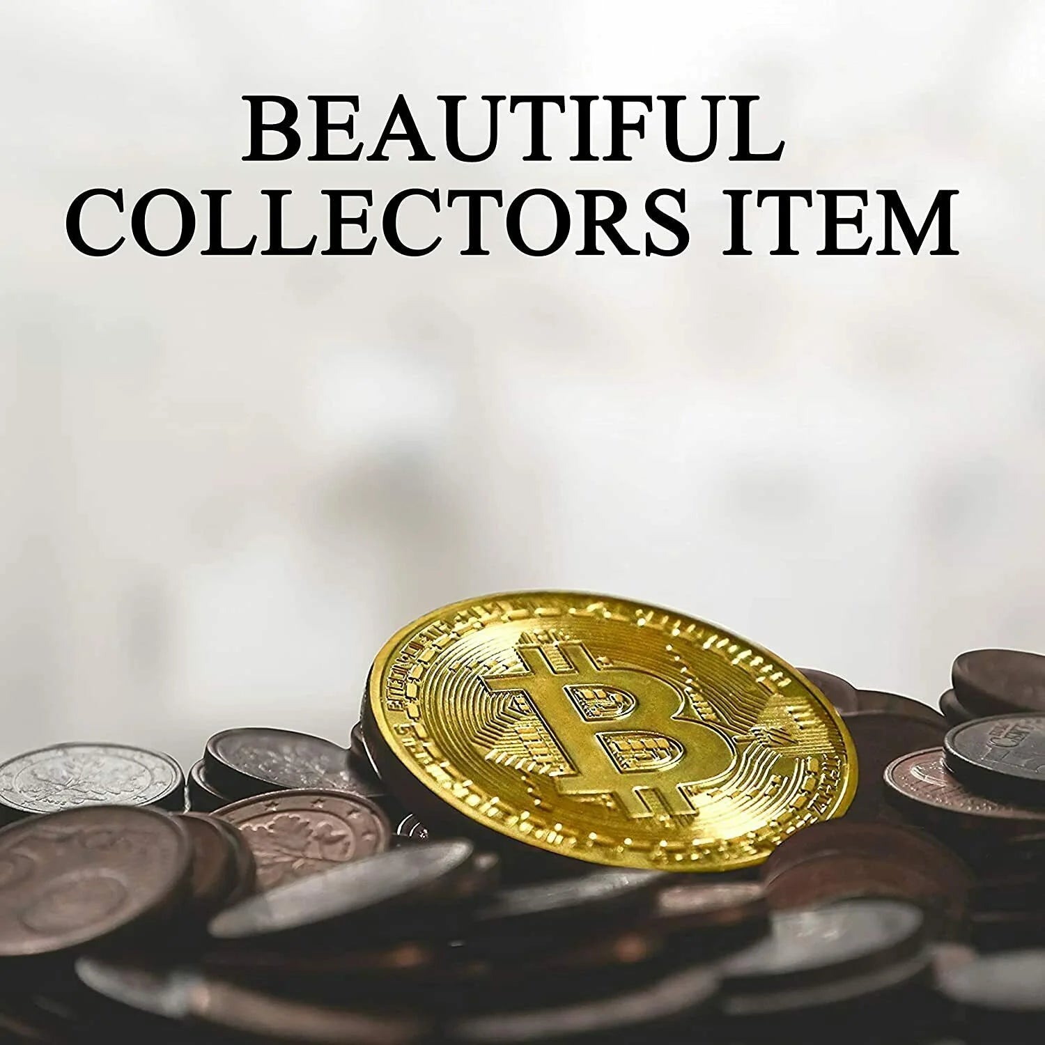 Art Gold Plated Bitcoin Collection Coin (1 Pc) (Gold)