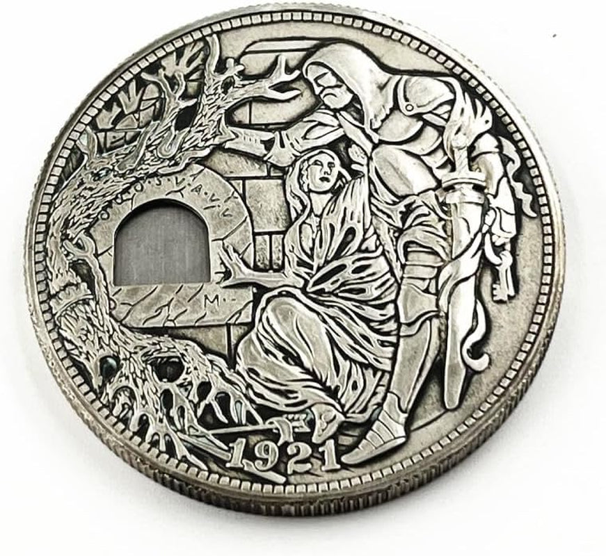 USA Movable Mechanical Coin Hobo Nickel Morgan Dollar Holy Grail Wandering Removeable Sword Amazing Art Handmade Commemorative Coin