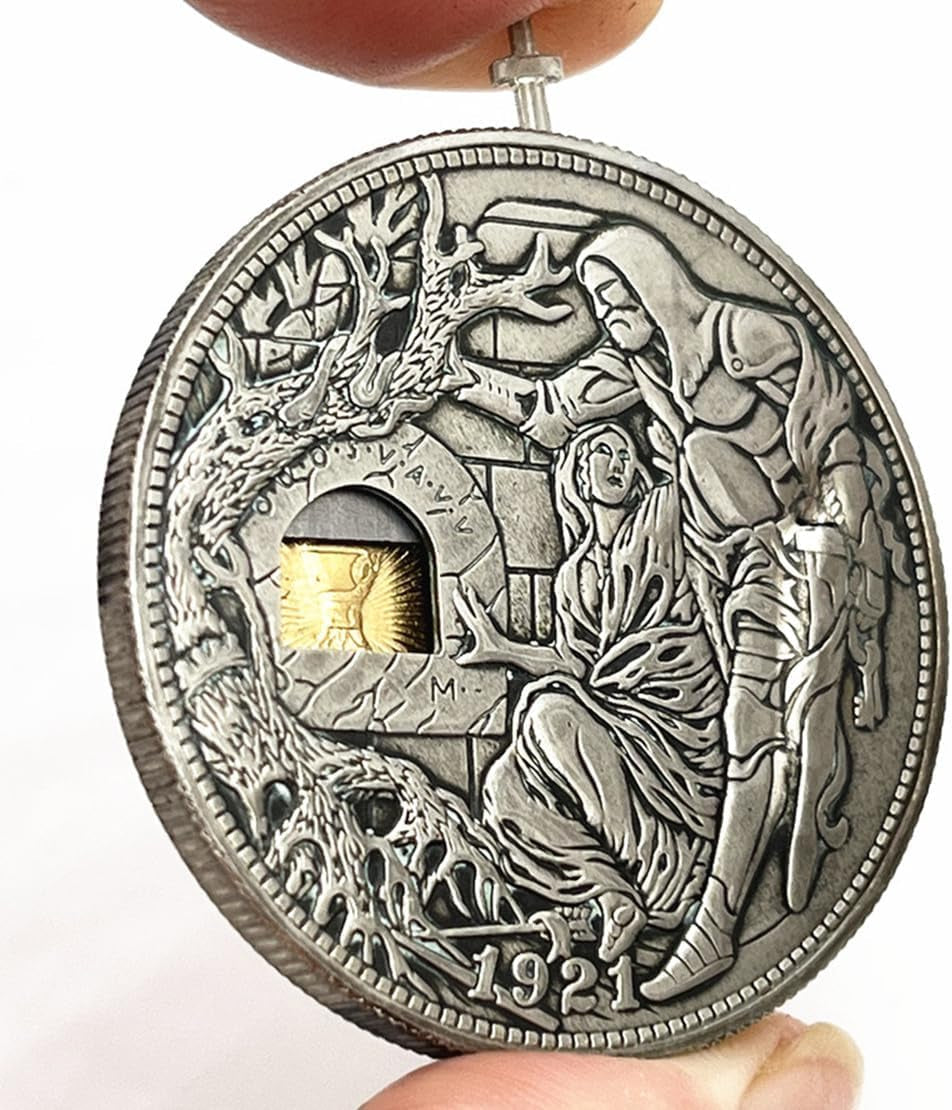 USA Movable Mechanical Coin Hobo Nickel Morgan Dollar Holy Grail Wandering Removeable Sword Amazing Art Handmade Commemorative Coin