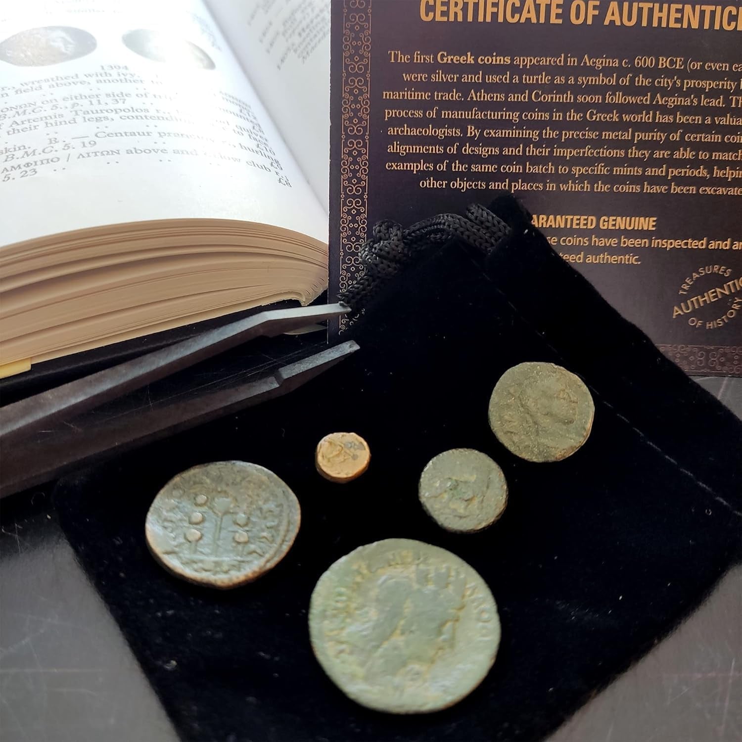 IMPACTO COLECCIONABLES - Authentic Collector'S Coins in Velvet Pouch - Ancient Greece Collection - Ancient Greece Coins - Limited Edition with Certificate of Authenticity