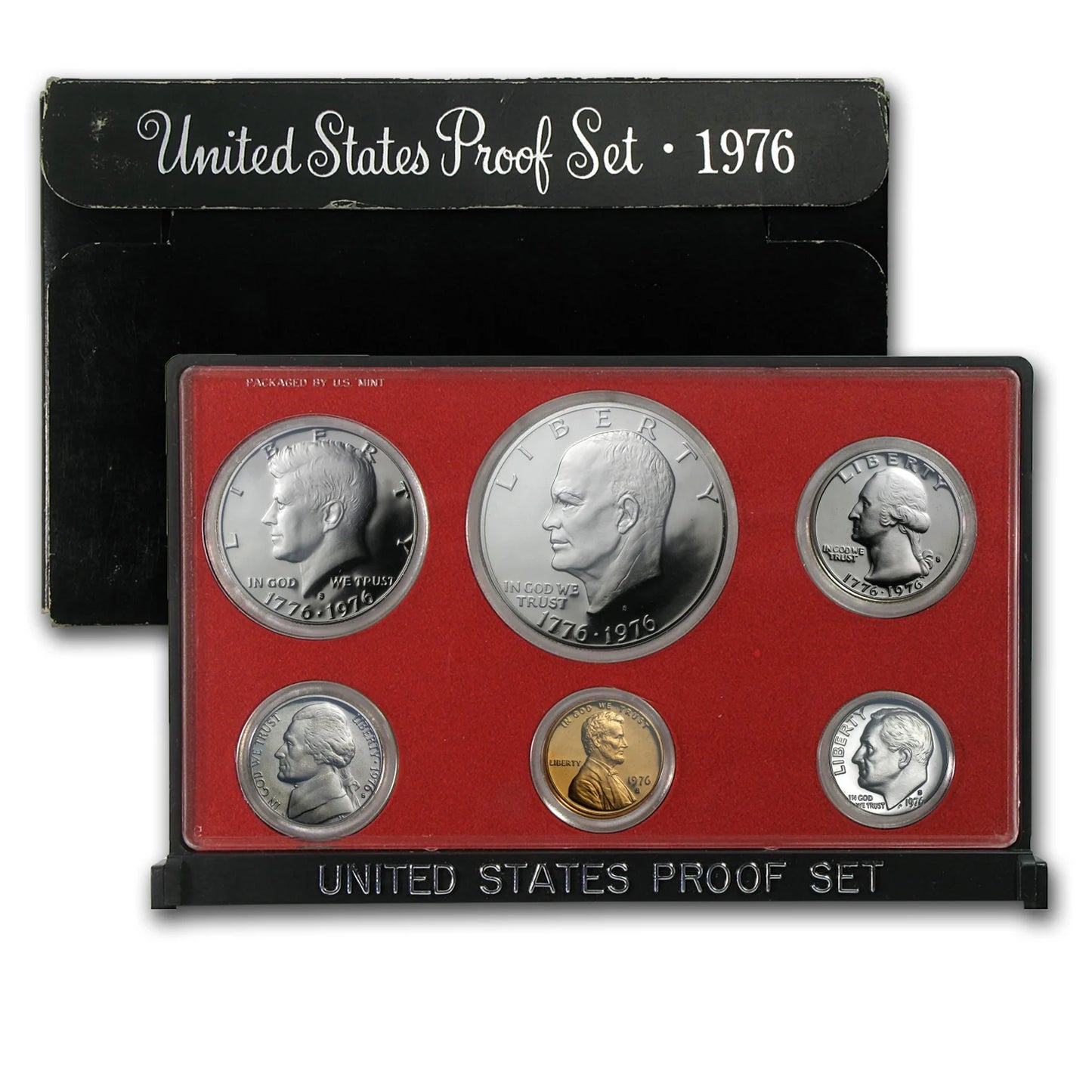 U.S. Mint 1976 Proof Set, Bicentennial Designs, Precious Metals, Silver, Copper, 6 Coins