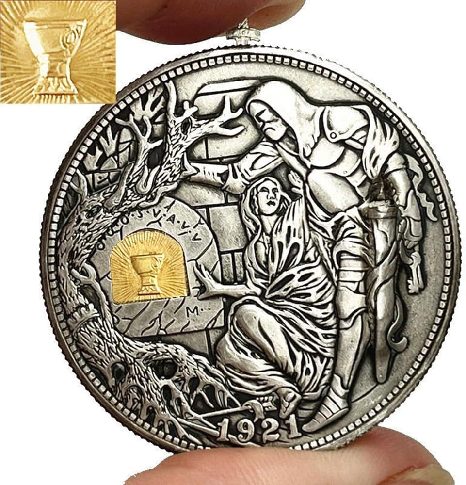 USA Movable Mechanical Coin Hobo Nickel Morgan Dollar Holy Grail Wandering Removeable Sword Amazing Art Handmade Commemorative Coin