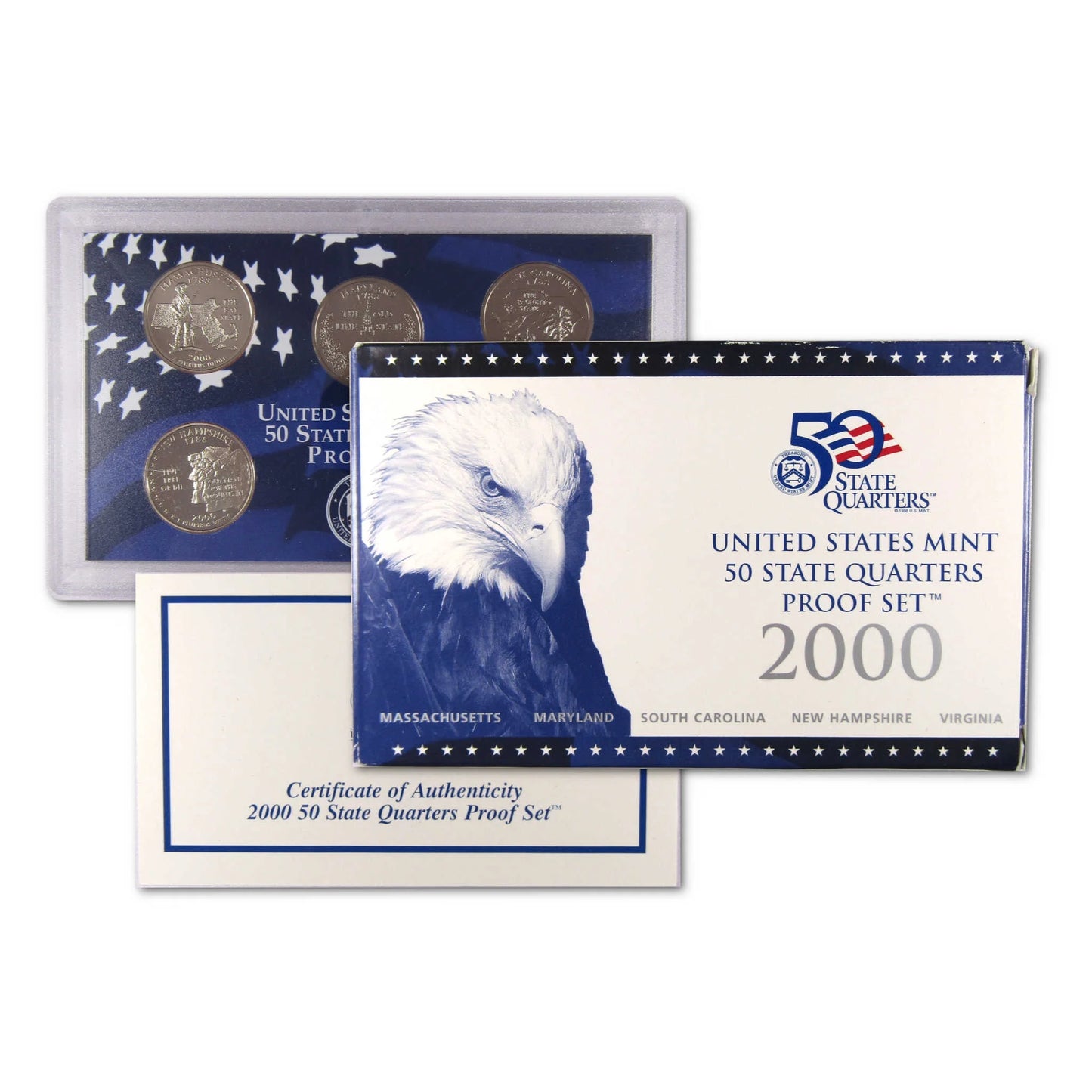 2000 State Quarter Clad Proof Set U.S. Mint Packaging OGP COA