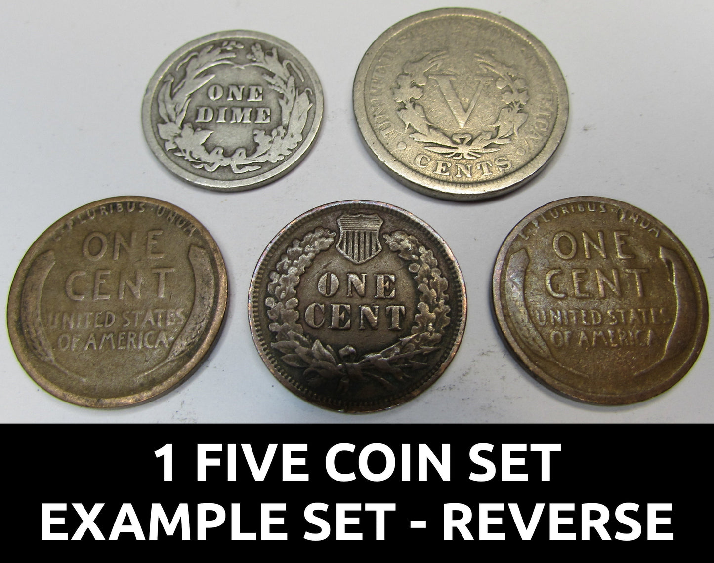 Five 100 Year Old US Coins - Obsolete Coin Collection - Silver Dime + Bonus