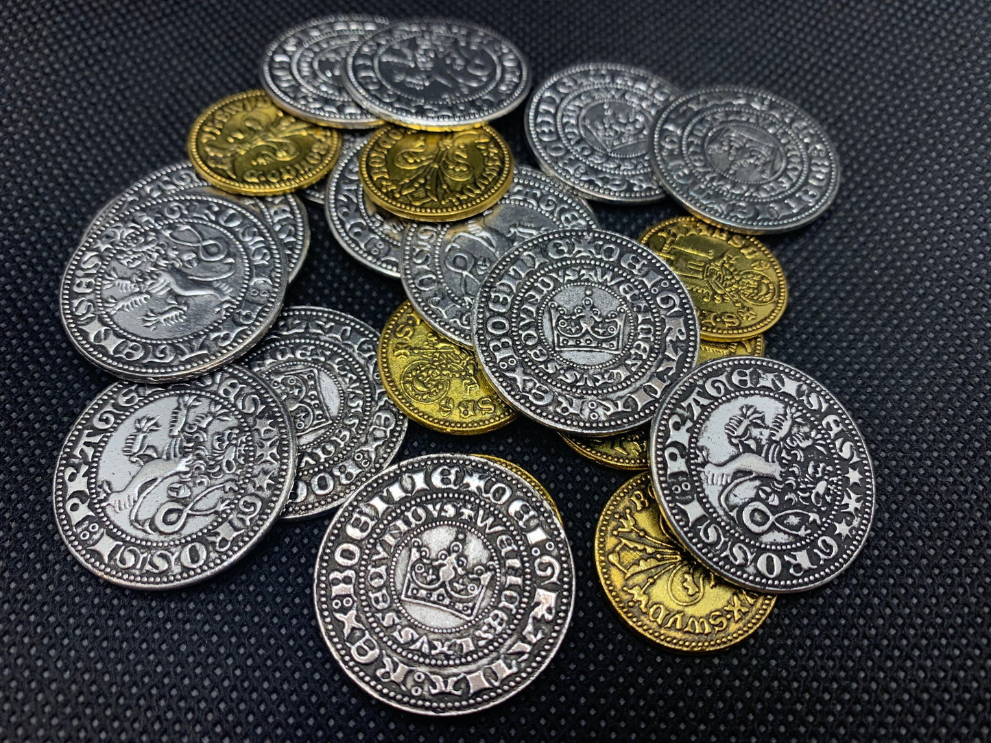 15Th-Century Replica Metal Coins for Pax: Renaissance – Set of 36 Durable Zinc Alloy Coins in Silver and Gold