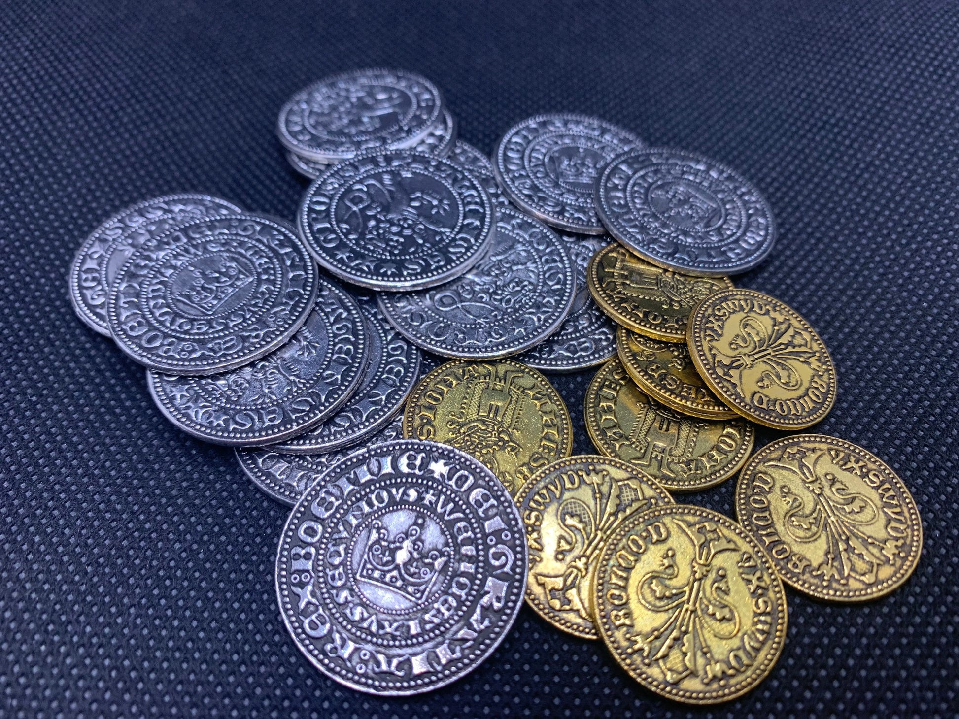 15Th-Century Replica Metal Coins for Pax: Renaissance – Set of 36 Durable Zinc Alloy Coins in Silver and Gold