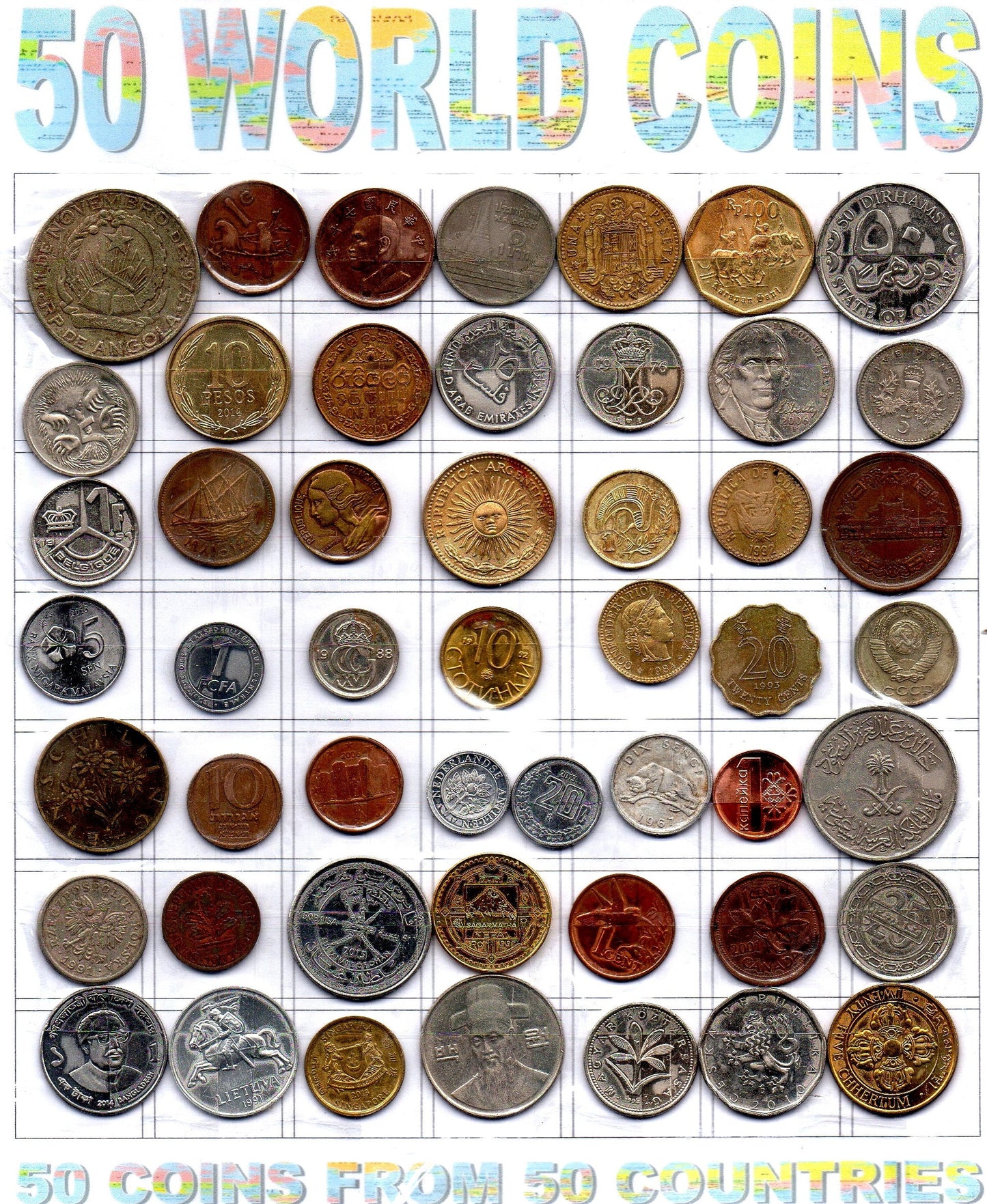 Lot 50 PCS Different Foreign World Coins from 50 Countries Rare Original Collection Set