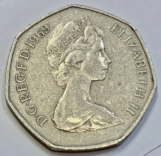 United Kingdom 50 New Pence, 1969: A Beautiful and Historic Coin from the Decimalisation Period