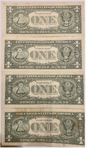 4 Rare Star Note 1 Dollar Bills from 1995, 1999, 2003, and 2006!