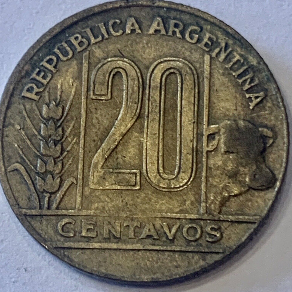 Own a Piece of Argentinian History: Exquisite 1949 Argentina 20 Centavos Coin