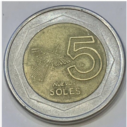 1995 Peru 5 Nuevos Soles Coin - Rare and Historical!