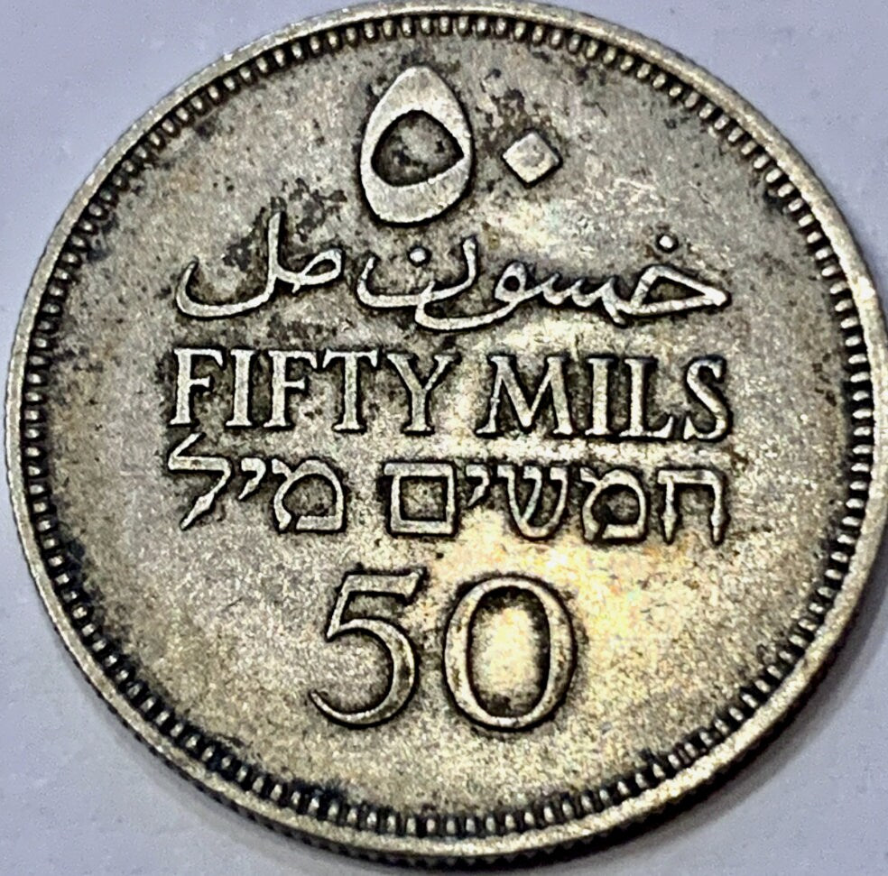 Unearth a Treasure Trove of History: 3 Exquisite Palestine 50 Mils Coins from 1939, 1940, and 1942