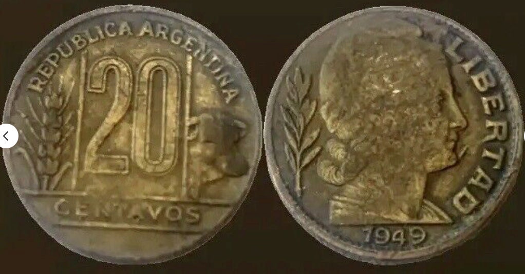 Own a Piece of Argentinian History: Exquisite 1949 Argentina 20 Centavos Coin