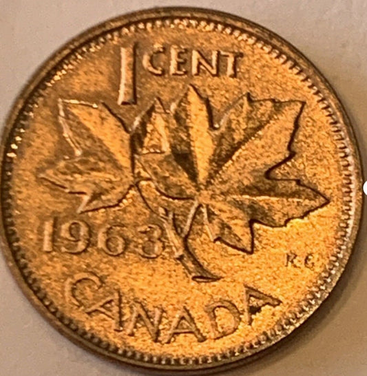 Vintage Canadian 1 Cent Coin Collection - 1963, 1976, 1980, 1982, 1992, and 1998