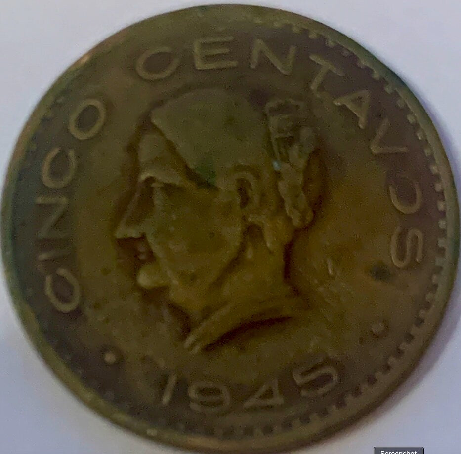 Vintage 1945 Mexico 5 Centavos Coin