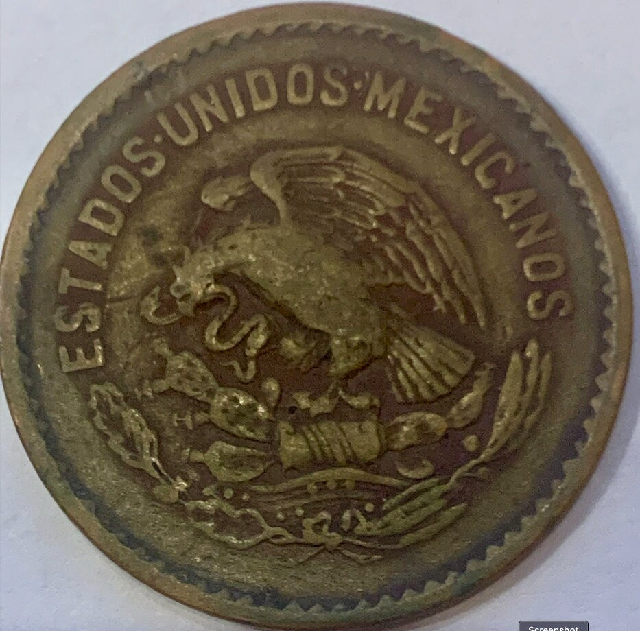 Vintage 1945 Mexico 5 Centavos Coin