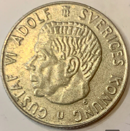 Rare 1966 Sweden 1 Krona Silver Coin - A Regal Collectible from King Gustaf VI Adolf's Era"