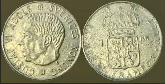 Rare 1966 Sweden 1 Krona Silver Coin - A Regal Collectible from King Gustaf VI Adolf's Era"