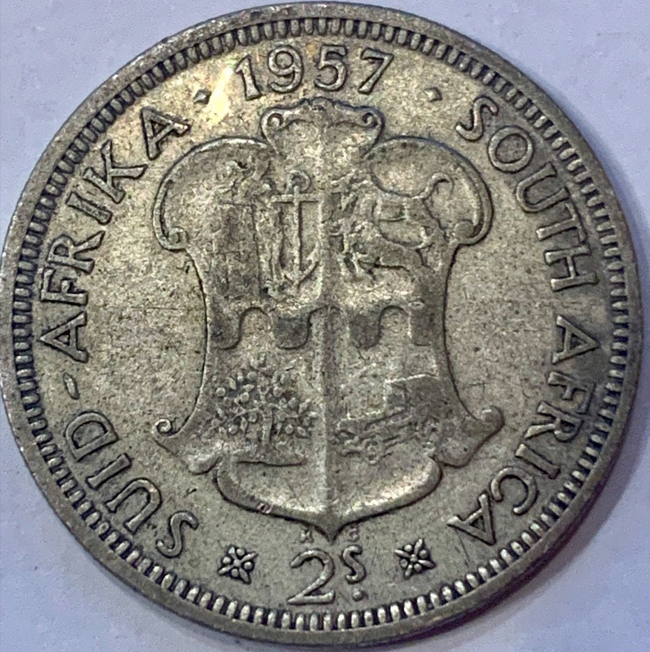 Rare 1954/7 South African 2 Shillings Silver Coin - A Glimpse into Elizabethan Era Numismatics