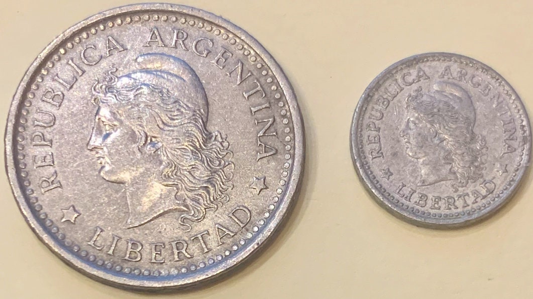 Rare Gems from Argentina 1 Centavo 1970 & 1 Peso 1959 Coins- A Collector's Dream