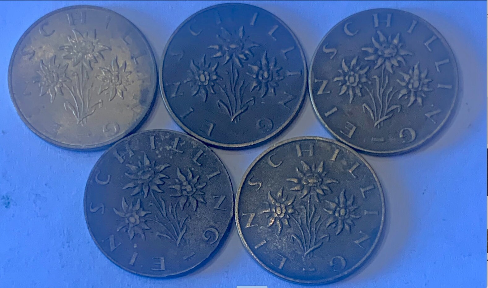 Exclusive Collection: Rare Austria 1 Schilling Coins - Journey Through Time"( 5 Pcs )