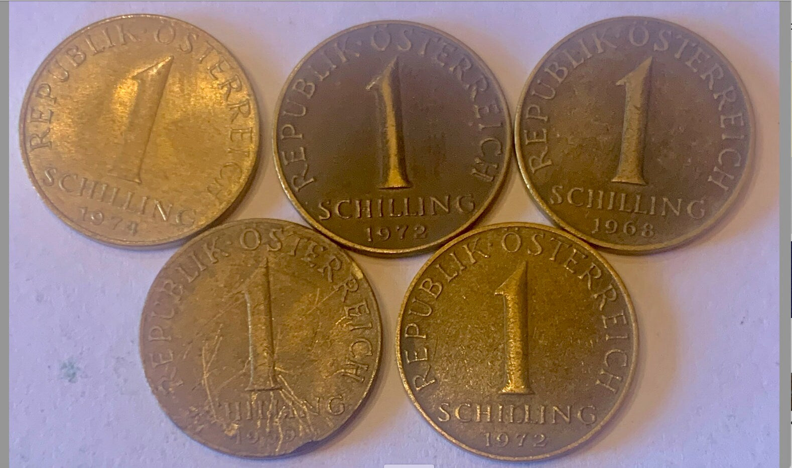 Exclusive Collection: Rare Austria 1 Schilling Coins - Journey Through Time"( 5 Pcs )