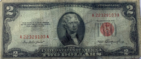Own a Slice of the Past: 1953A Series 2 dollar Note with Red Seal"