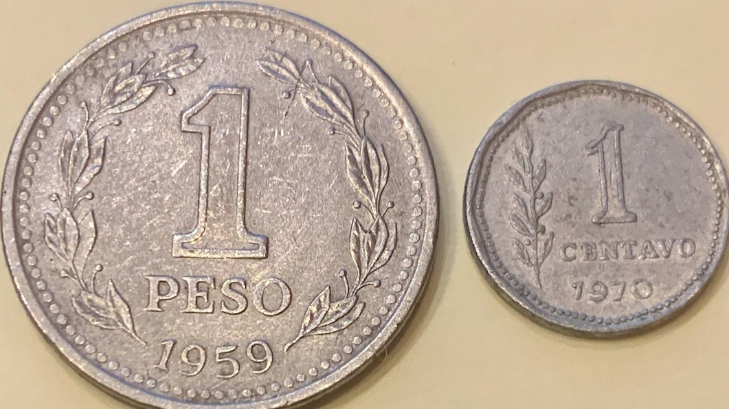 Rare Gems from Argentina 1 Centavo 1970 & 1 Peso 1959 Coins- A Collector's Dream