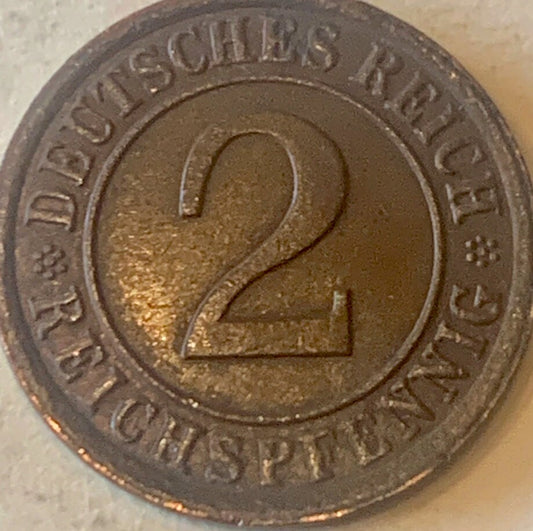 Rare Gem: 1925 Germany 2 Reichspfennig Coin - Mintmark "A" Berlin - A Piece of History in Your Hands"